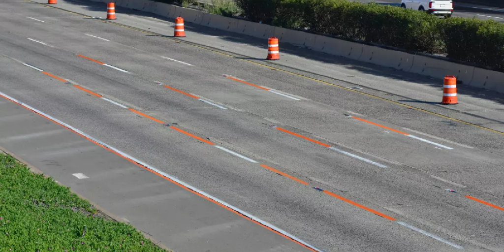Orange and White Freeway Stripes