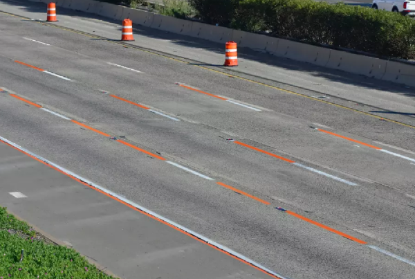 Orange and White Freeway Stripes
