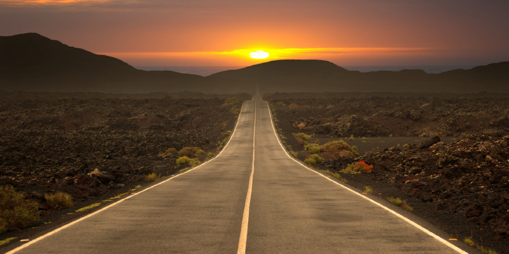 Road at sunset in the desert