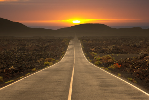 Road at sunset in the desert