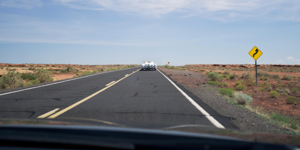 Car driving on Arizona road