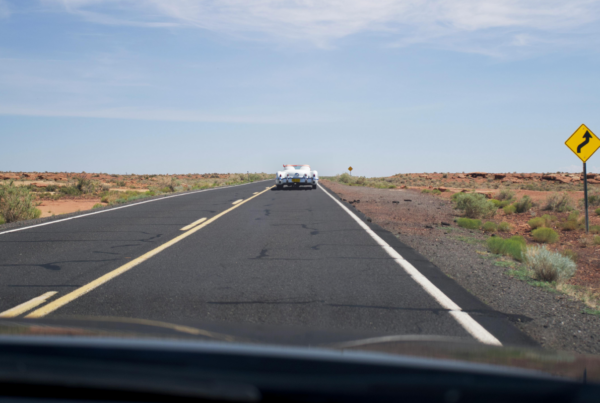 Car driving on Arizona road