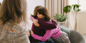 two women hugging