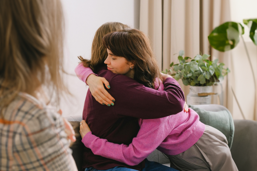 two women hugging