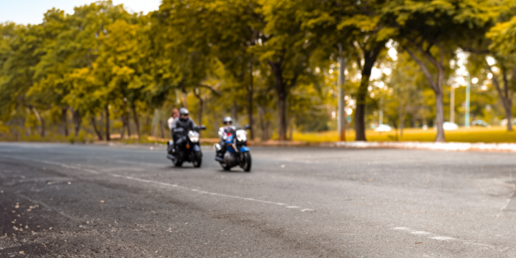 Motorcyclists riding on the road. dangerous situations for motorcyclists