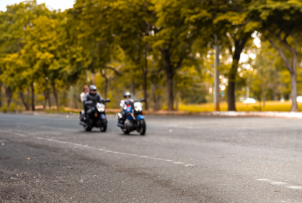 Motorcyclists riding on the road. dangerous situations for motorcyclists