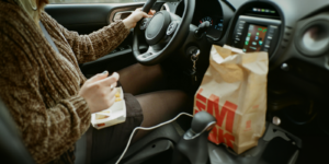 Person eating while driving