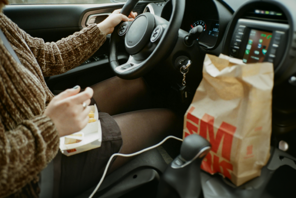 Person eating while driving