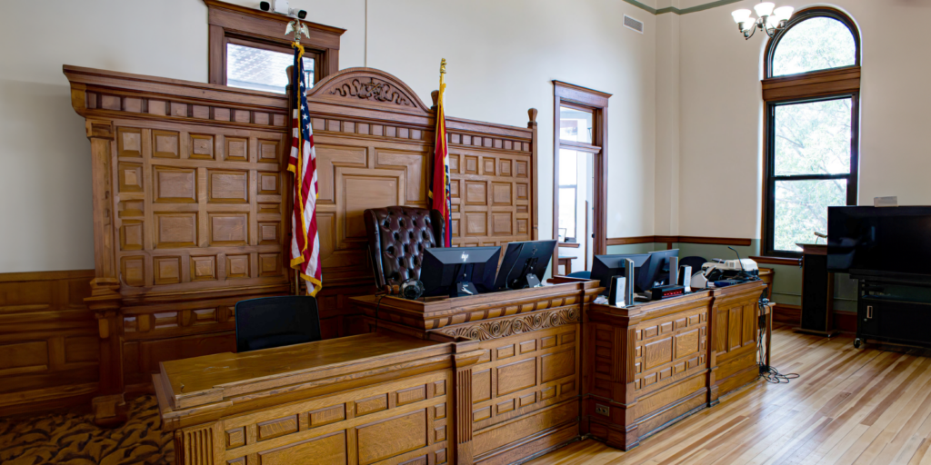 Courtroom. Personal Injury Case Settlement