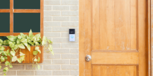 Front door with Ring Camera Doorbell. gathering evidence from neighborhood apps