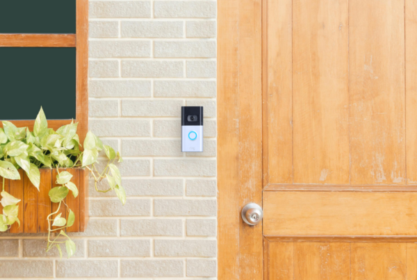 Front door with Ring Camera Doorbell. gathering evidence from neighborhood apps