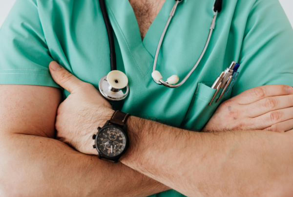 Hospital doctor with arms crossed