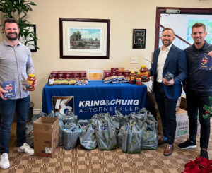 Ryan, Clark, and Tyler Kring with Catarina's Club Pastathon 2023 donations from Fielding Law