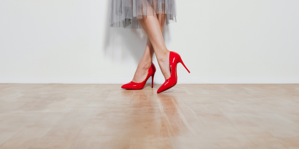 Person wearing heels. Slip and fall liability