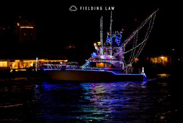 Holiday decorated Boat for the parade