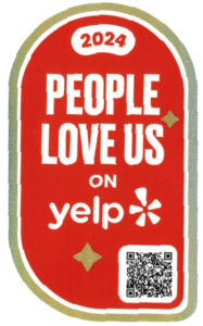 2024 People Love Us on yelp sticker with qr code in the bottom corner