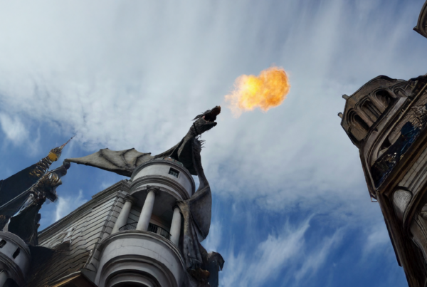 Dragon on top of building in Universal Studios