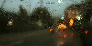 Rain covered windshield during monsoon season.