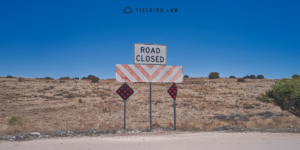 road closed sign in an Arizona desert