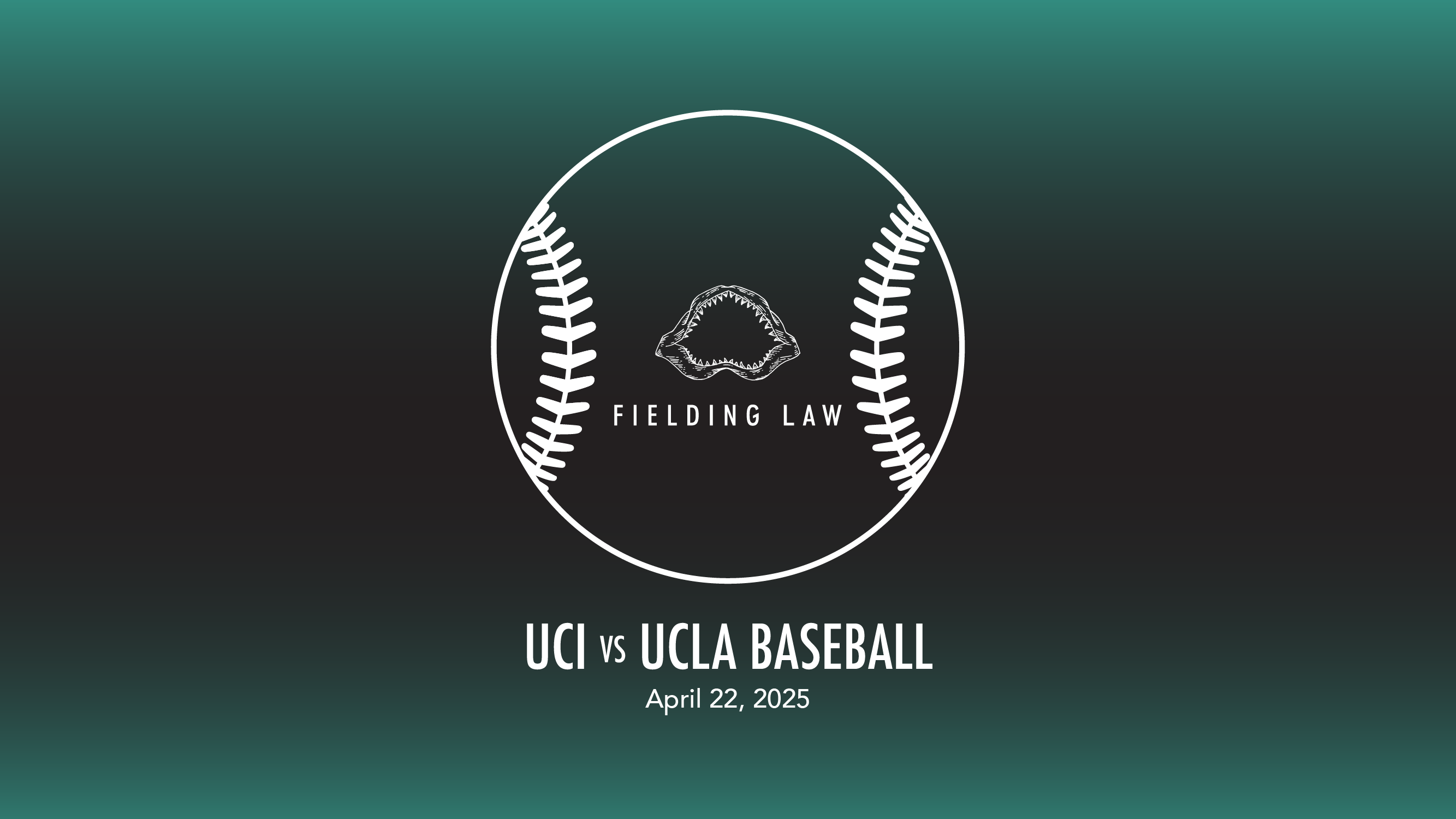 Fielding Law logo on a baseball with UCI vs UCLA Baseball April, 22,2025. Youtube thumb