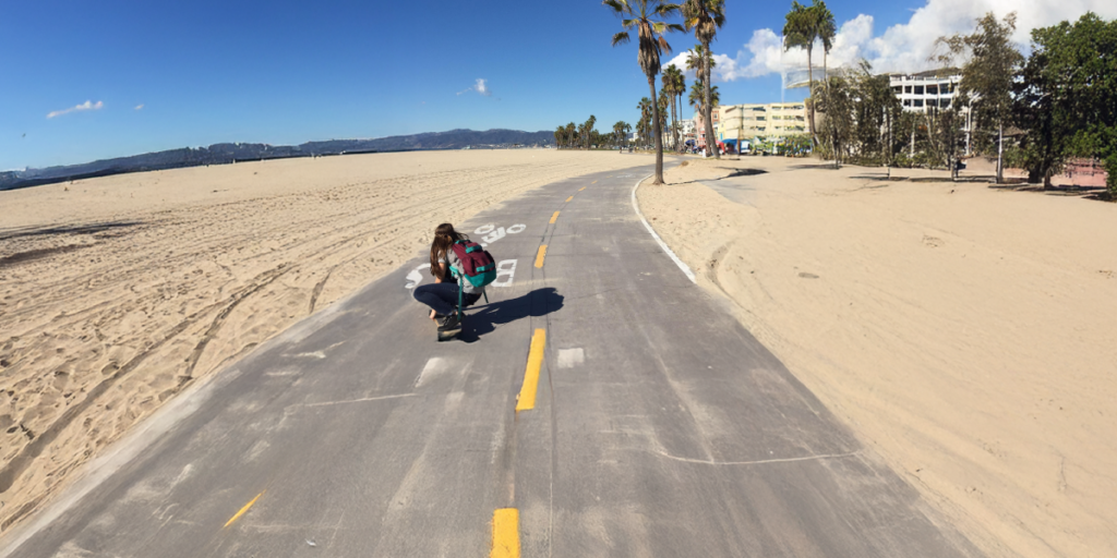 Skateboarder on the Venice Boardwalk