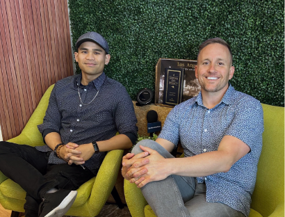 Clark and J.R. Yonocruz at the One Thousand Gurus Podcast studio