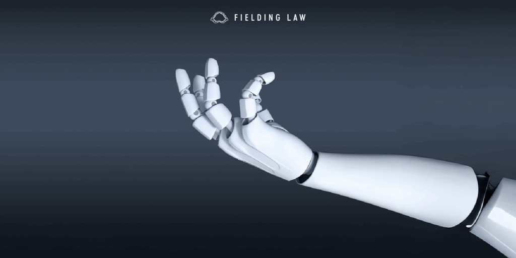 Artificial intelligence hand reaching up