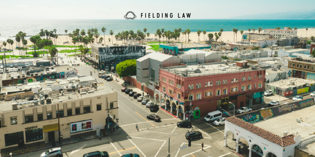 Aerial view of a possible traffic accident in venice beach