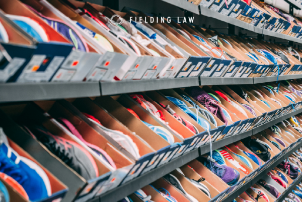row of shoes at a store