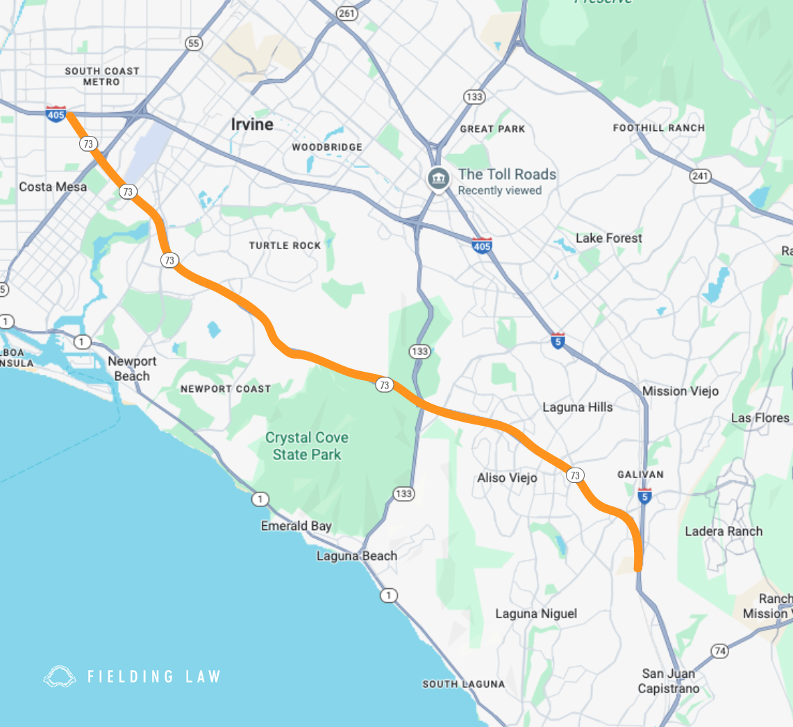 Map of 73 Toll Road