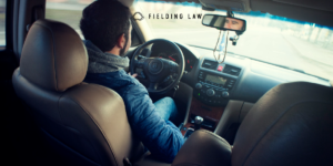 rideshare drive shown as viewed from the back seat