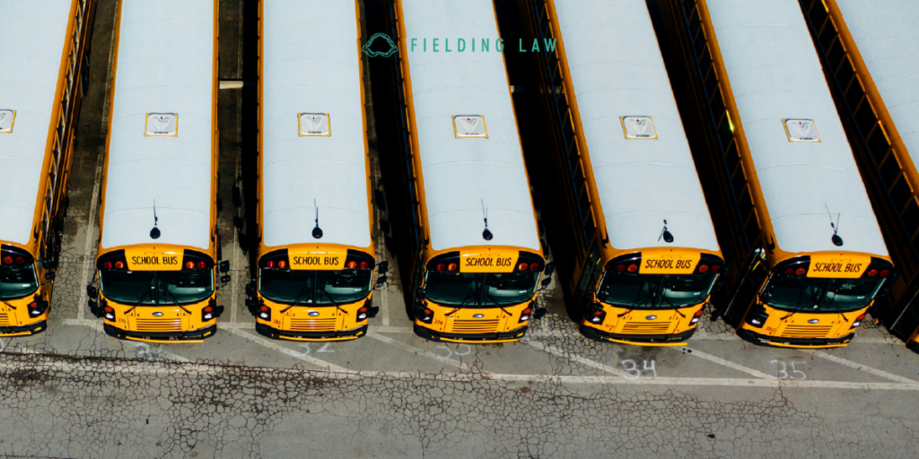 Row of School Buses