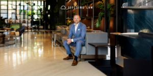 Clark Fielding sitting on a sofa for Top Lawyers