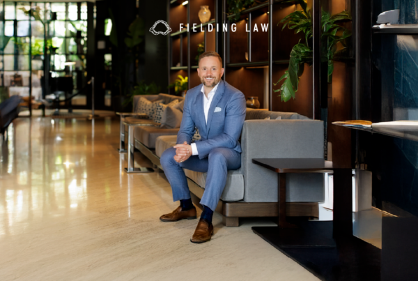 Clark Fielding sitting on a sofa for Top Lawyers