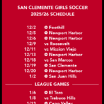 SCHS Girls Soccer Schedule for 25-26