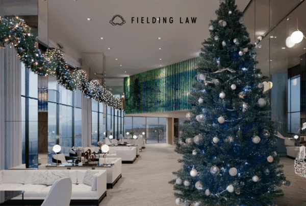 hotel lobby with holiday decor