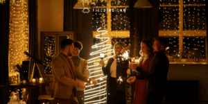 group of holiday party attendees