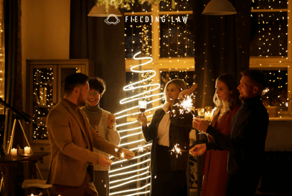 group of holiday party attendees