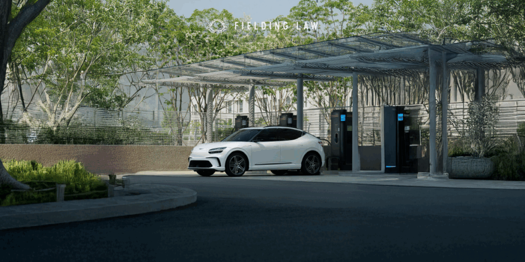 electric vehicle sitting at a charging station