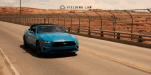 Blue Car on Arizona road