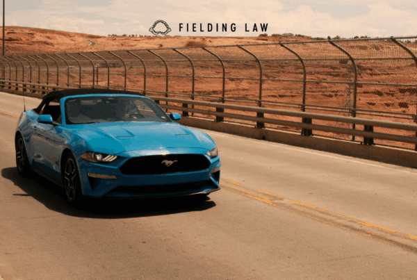 Blue Car on Arizona road