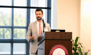 Ryan Cooper speaking at the 2026 Chapman University Competitions Reception
