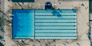 Aerial view of a public pool