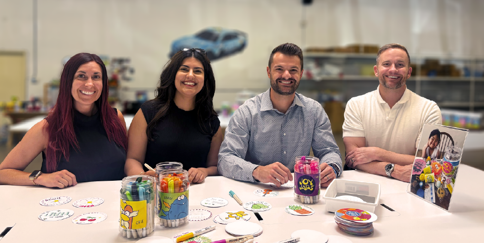 Savonnah, Shadi, Ryan, and Clark working on Joy Jars
